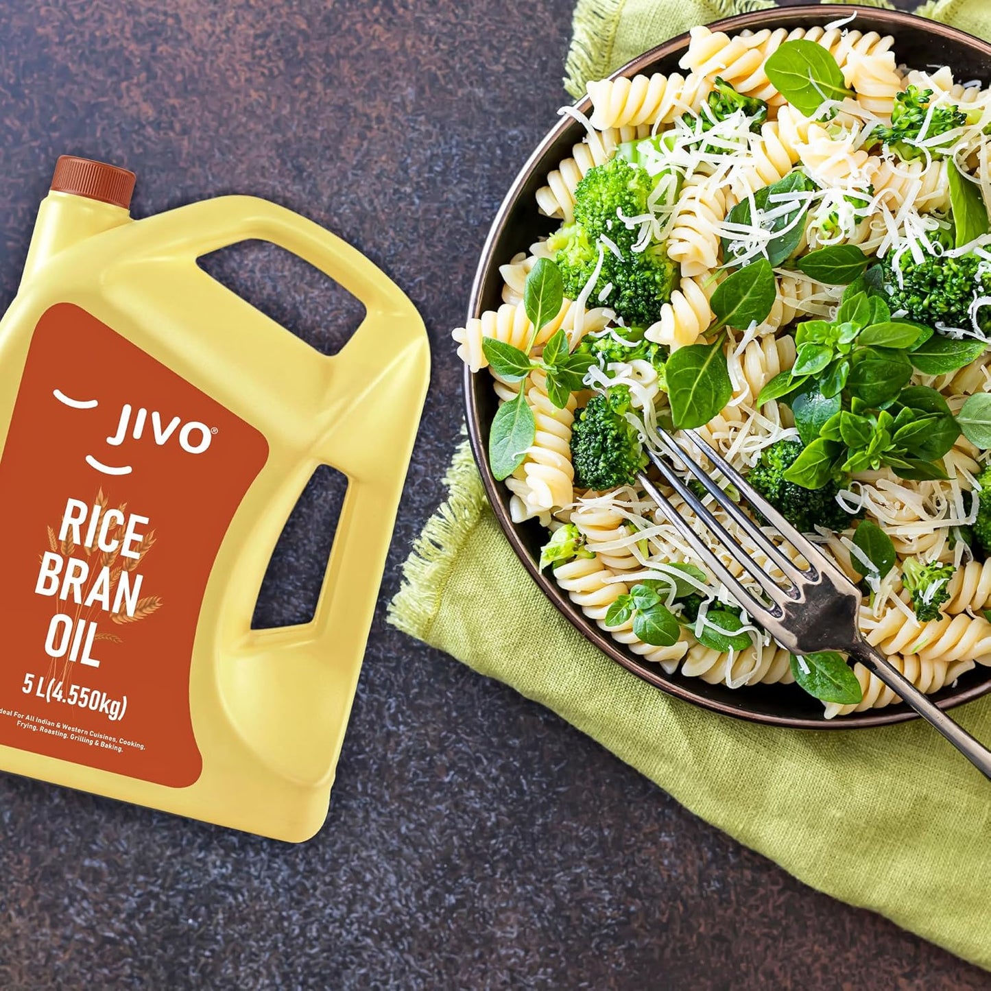 Jivo Rice Bran Oil 5 Litre | Premium Cooking Oil | Rich in Antioxidants | Ideal for Deep Frying, Sauteing & Baking | Chemical-Free