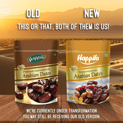 Happilo Premium Arabian Dates Pouch 500 g (Pack of 2) | Arab Khajur or Khajoor | 100% Naturally Dried | No added Preservatives | Vitamins & Minerals Rich | Soft Chewy Texture & Sweet Caramel Taste