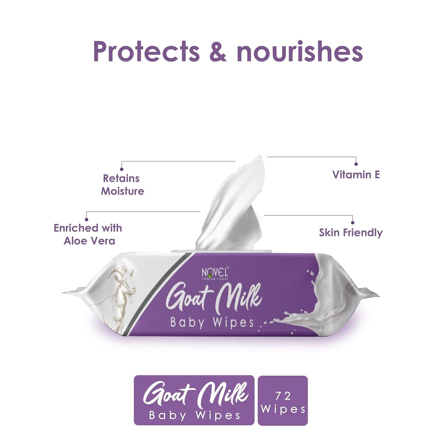 Novel Goat Milk Baby Wipes 72's Sheet