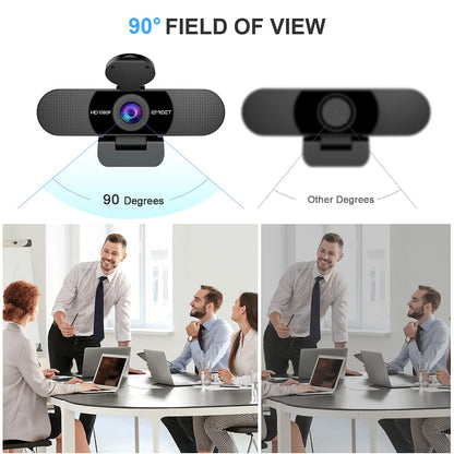1080P Webcam with Microphone, eMeet C960 Web Camera, 2 Mics Streaming Webcam with Privacy Cover, 90°View Computer Camera, Plug&Play USB Webcam for Calls/Conference, Zoom/Skype/YouTube, Laptop/Desktop
