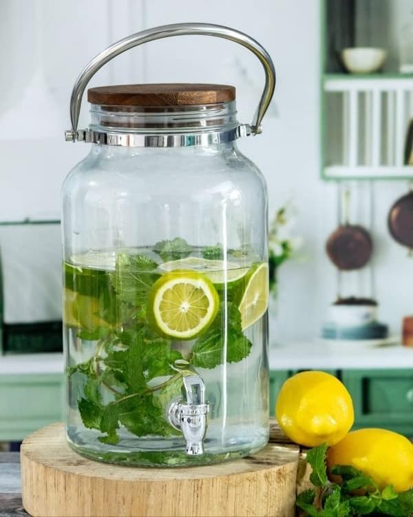 5.5 Liter Glass Beverage Dispenser with Tap, Ice Drink Dispensers