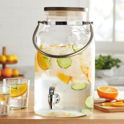 5.5 Liter Glass Beverage Dispenser with Tap, Ice Drink Dispensers