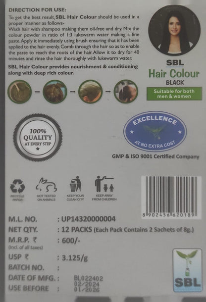 SBL Hair Colour Powder, 330g (Pack of 12) - Black