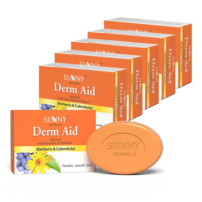 Sunny Herbals Derm Aid Soap | Helps Relieve Skin Itching | Soothes Dry & Flaky Skin | Calms Irritation | Herbal Formula | For Daily Use | 75 gm (Pack of 6)