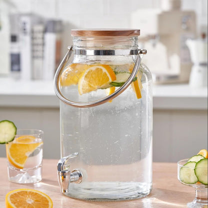 5.5 Liter Glass Beverage Dispenser with Tap, Ice Drink Dispensers