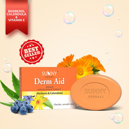 Sunny Herbals Derm Aid Soap | Helps Relieve Skin Itching | Soothes Dry & Flaky Skin | Calms Irritation | Herbal Formula | For Daily Use | 75 gm (Pack of 6)