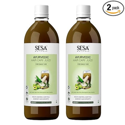 SESA Ayurvedic Hair Care Juice (2L) | Controls Hair Fall | Boosts Hair Growth | 100% Ayurvedic Hair Care Juice made with Amla, Aloe Vera, Bhringraj and Daru Haridra (Pack of 2)