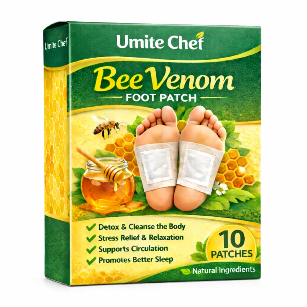 Umite Chef Bee Venom Foot Patch for Detox & Stress Relief | Natural Detox Foot Patches for Better Sleep, Body Pain Relief & Relaxation (10 Patches)