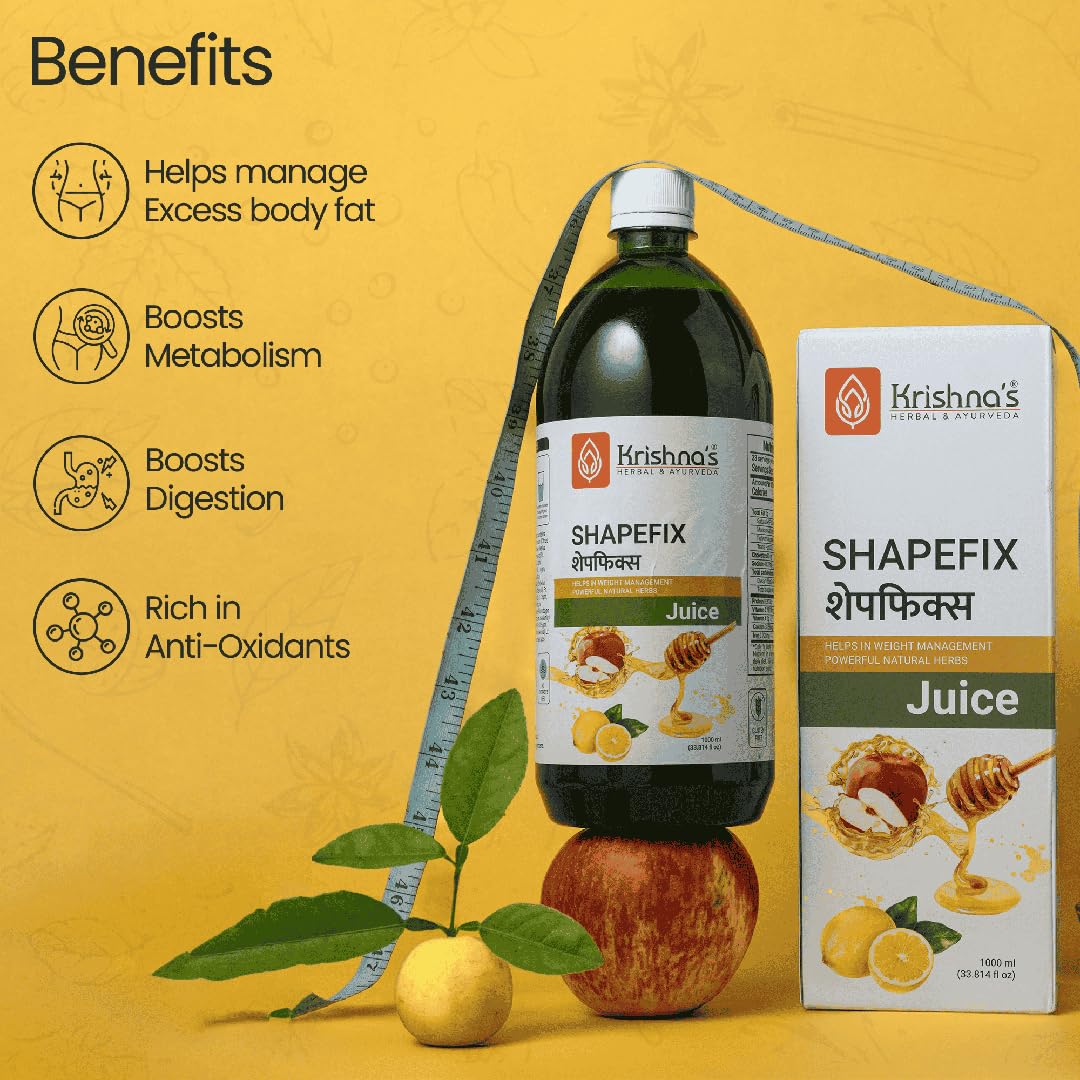 KRISHNA'S HERBAL & AYURVEDA Herbal Shapefix Juice With Natural Herbs, Helps In Weight Management, No Added Artificial Colors Or Flavours, Gluten Free - 1 Ltr (Pack Of 1)