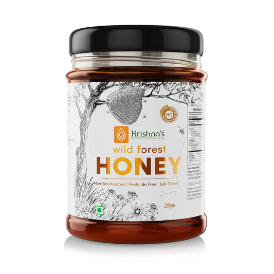 Krishna's 100% Pure Wild Forest Honey - No Additives Or Preservatives - 200 g | Made with Classic Ayurvedic method | Highly Nutritious | Rich in Antioxidants