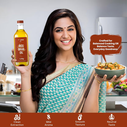 Jivo Rice Bran Oil 5 Litre | Premium Cooking Oil | Rich in Antioxidants | Ideal for Deep Frying, Sauteing & Baking | Chemical-Free