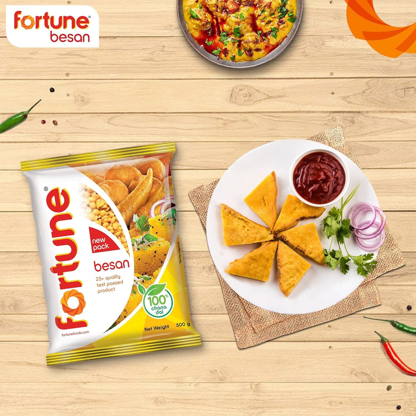 FORTUNE Chana Besan, 100% Chana Dal 100% Taste, 500 Gm
