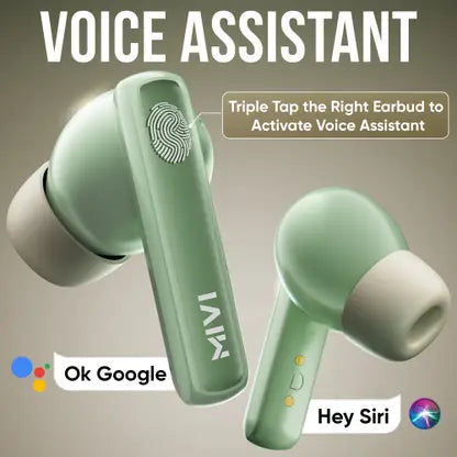 Mivi Duopods B1 (Just Launched)45Hrs Playtime, AI ENC for HD Call, Fast Charging, 5.3 Bluetooth (Green, In the Ear)