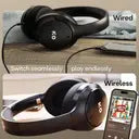 GOBOULT Q 70Hr, ENC Mic, 40mm Bass Boosted Drivers, 4EQ Modes, 5.4v Bluetooth & Wired (Black, On the Ear)