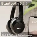 GOBOULT Q 70Hr, ENC Mic, 40mm Bass Boosted Drivers, 4EQ Modes, 5.4v Bluetooth & Wired (Black, On the Ear)