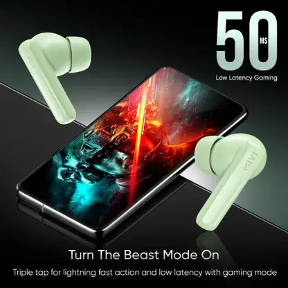 Mivi Duopods K2, 40Hrs PT, HD Call, Fast Charging, 50ms Latency,IPX4, Voice Asst.5.3v Bluetooth (Brisk Blue, True Wireless)
